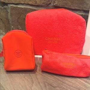 GWP - CHANEL Beauté Vibrant Orange Cosmetic Bag Trio